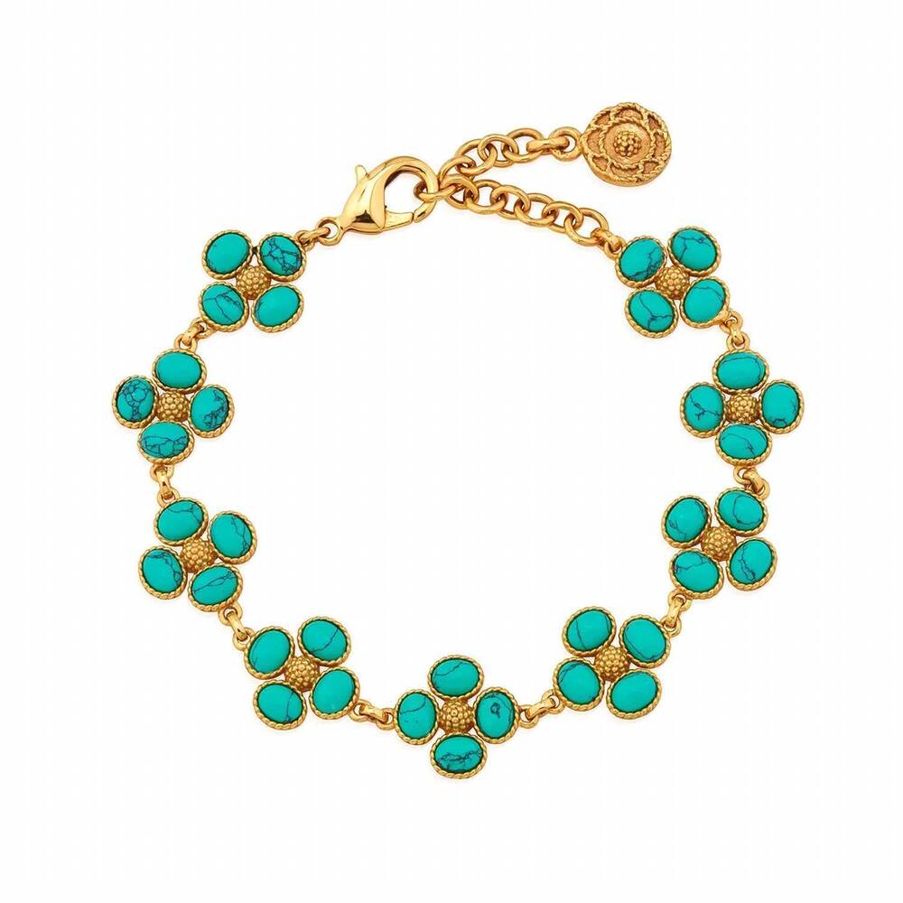 NEW CAPUCINE DE WULF women's berry clover link bracelet in turquoise